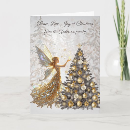 Christmas Tree Family Photo Greeting Card カード (正面)