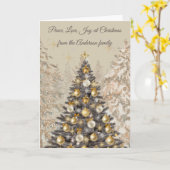 Christmas Tree Family Photo Greeting Card  カード (黄色い花)
