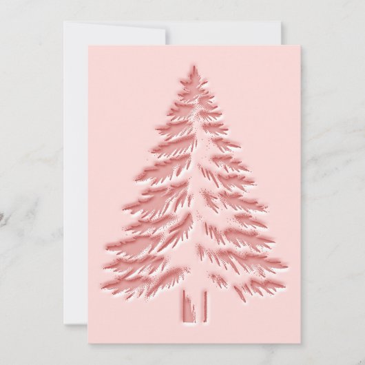 Christmas Tree Faux Embossed Distressed Chic Pink シーズンカード (正面)