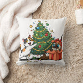 Christmas Tree & Gift Surprise Cats  クッション (ブランケット)