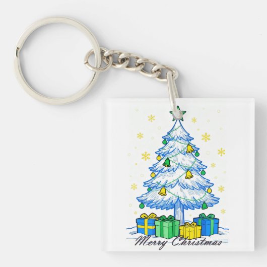 Christmas Tree & Gifts Merry Christmas Acrylic Key キーホルダー (正面)