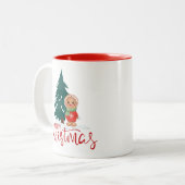 Christmas Tree Gingerbread Holiday Mug  ツートーンマグカップ (正面左)