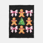 Christmas Tree Gingerbread Man Bow Pattern Xmas Gi フリースブランケット (正面)
