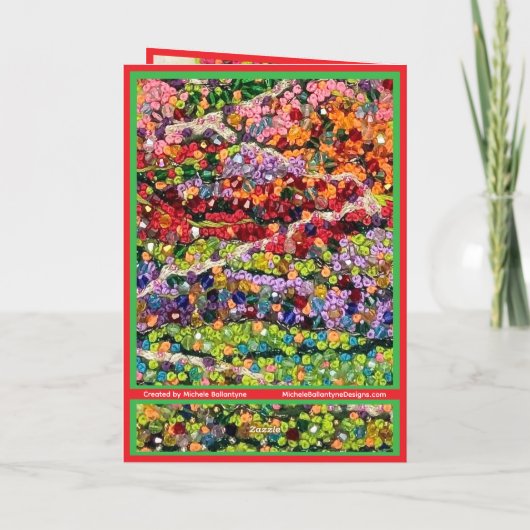 Christmas Tree glitter sparkle red green beads カード (裏面)