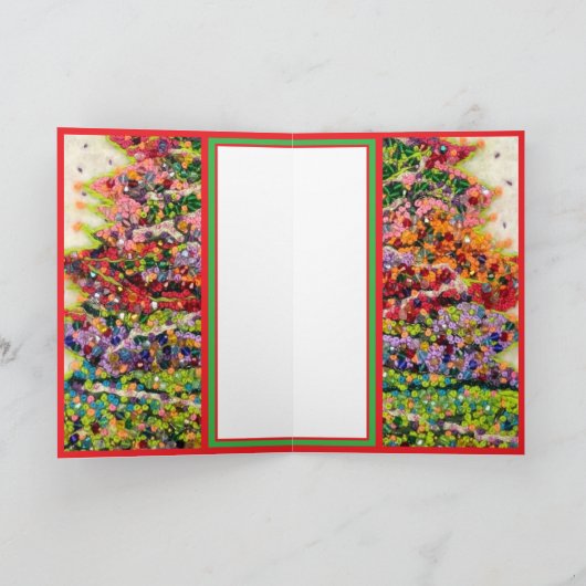 Christmas Tree glitter sparkle red green beads カード (内部)