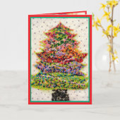 Christmas Tree glitter sparkle red green beads カード (黄色い花)