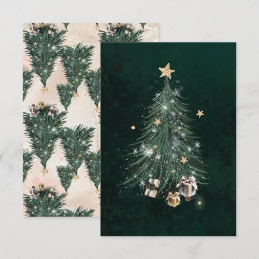 Christmas Tree - God Jul サンキューカード (正面/裏面)