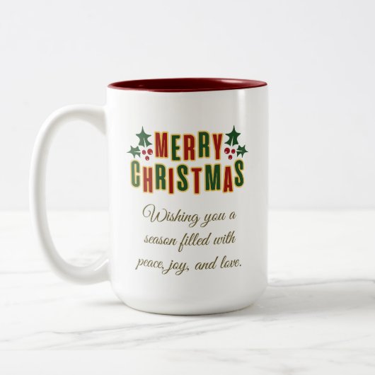 Christmas Tree Gold Glitter Modern Gift, White  ツートーンマグカップ (左)