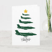 Christmas Tree Green Military Airplane Minimalist カード (正面)