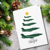 Christmas Tree Green Military Airplane Minimalist カード