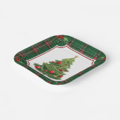 Christmas Tree Green Plaid with Holly ペーパープレート (傾斜あり)