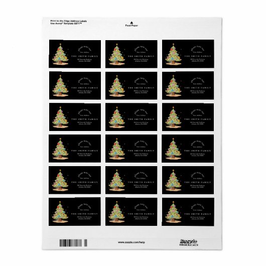 Christmas Tree Greenery & Berry New Address  ラベル (フルシート)