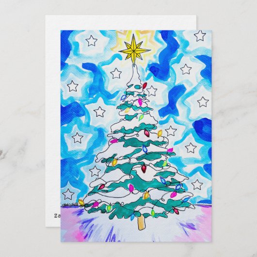 Christmas Tree Greeting Card 招待状 (正面/裏面)