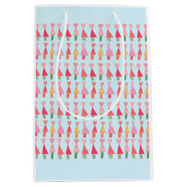Christmas Tree Hearts Wrapping Paper ミディアムペーパーバッグ