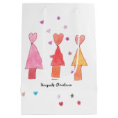 Christmas Tree Hearts Wrapping Paper ミディアムペーパーバッグ (裏面)