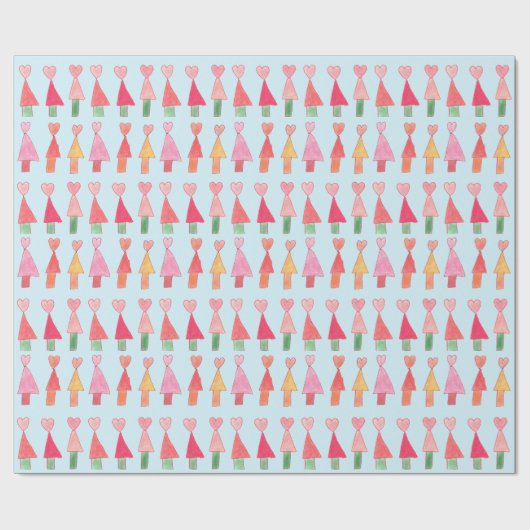 Christmas Tree Hearts Wrapping Paper ラッピングペーパー (フラット)