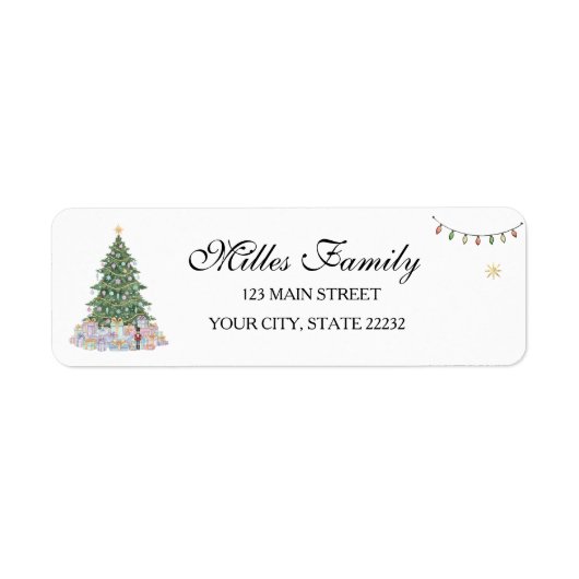 Christmas Tree  Holiday  Address Label ラベル (正面)