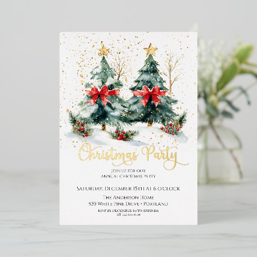  Christmas Tree Holiday Party  箔招待状 (立ち正面)