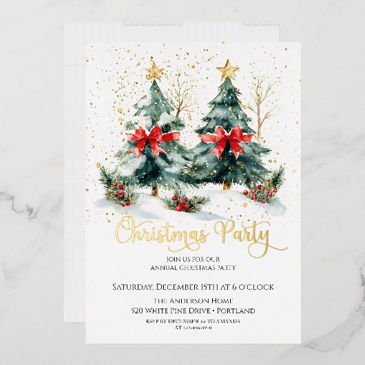  Christmas Tree Holiday Party  箔招待状 (封筒)