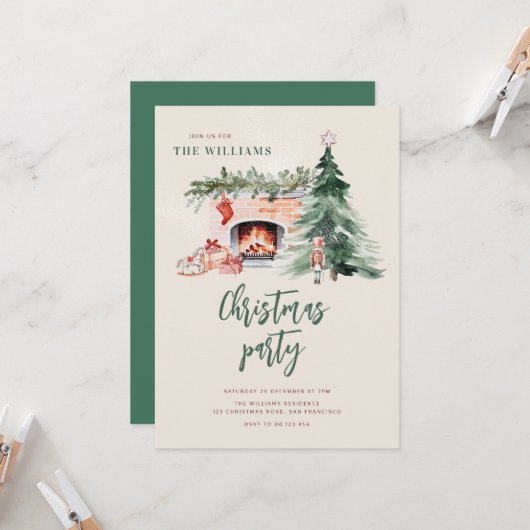 Christmas Tree Holiday Party Invitation 招待状 (正面/裏面インサイチュ)