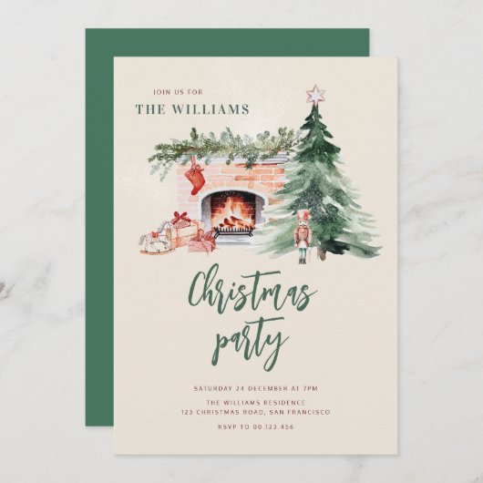 Christmas Tree Holiday Party Invitation 招待状 (正面/裏面)