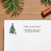 Christmas Tree Holiday Return Address Labels ラベル
