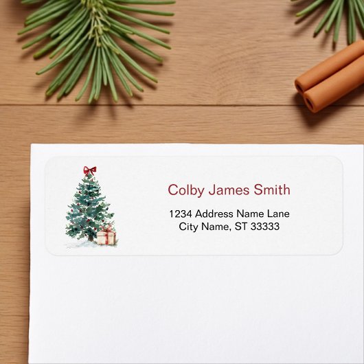 Christmas Tree Holiday Return Address Labels ラベル