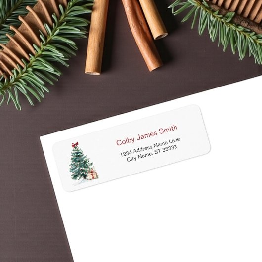 Christmas Tree Holiday Return Address Labels ラベル