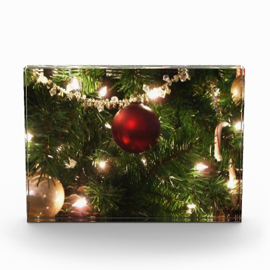 Christmas Tree I Holiday Pretty Green and Red フォトブロック (正面)