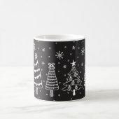Christmas Tree in Snow Chalk Board Black and White コーヒーマグカップ (中央)
