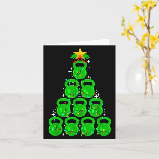 Christmas Tree Kettlebell Xmas Gym Workout Fitness カード (黄色い花)