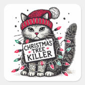 christmas tree killer cat スクエアシール (正面)