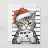 Christmas Tree Killer Funny Cat シーズンカード (正面)