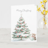 Christmas Tree Kitten Peppermint カード (黄色い花)