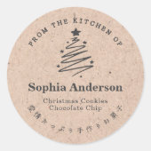 Christmas Tree Kraft Paper Rustic Homemade Baking ラウンドシール (正面)