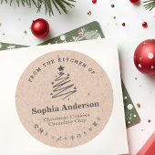 Christmas Tree Kraft Paper Rustic Homemade Baking ラウンドシール