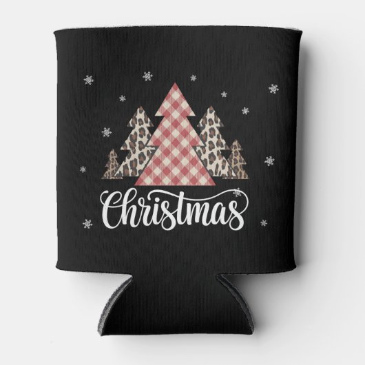 Christmas Tree Leopard Funny Xmas Holiday  缶クーラー (正面)