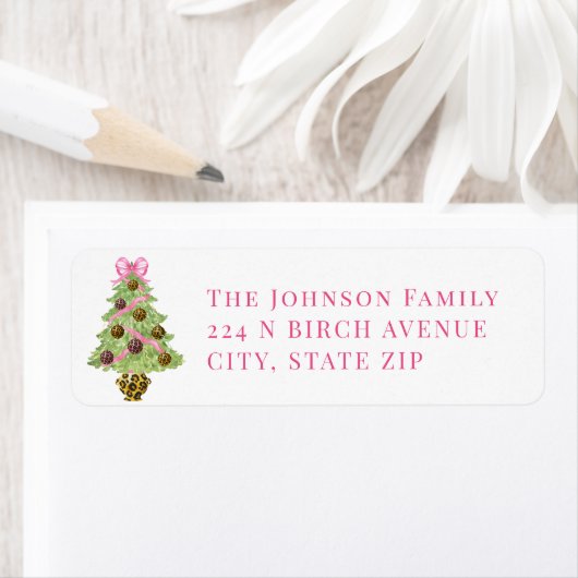 Christmas Tree Leopard Ornament ラベル (インサイチュ)