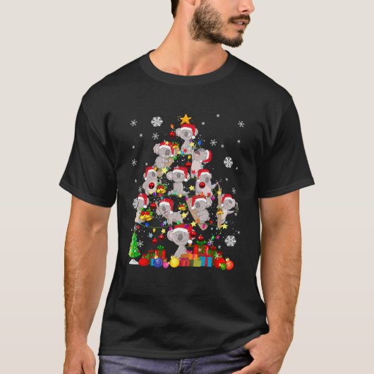 Christmas Tree Light Santa Koala Bear Animal Tシャツ (正面)