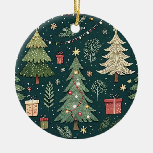 Christmas Tree Lights | Holiday Decoration セラミックオーナメント (正面)