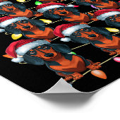 Christmas Tree Lights Men Women Santa Dachshund Do ポスター (角)