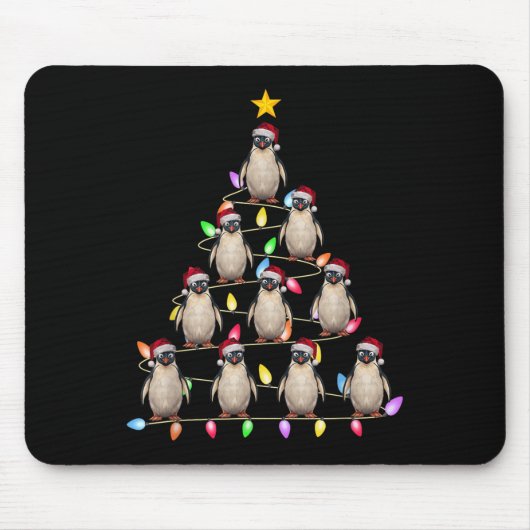 Christmas Tree Lights Men Women Santa Penguin Xmas マウスパッド (正面)