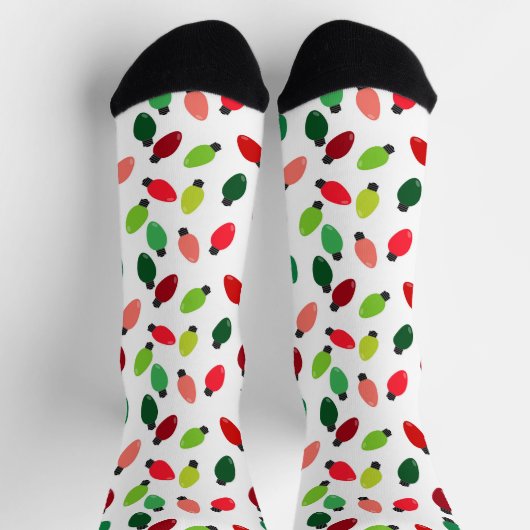 Christmas Tree Lights Original Print Socks ソックス (上部)