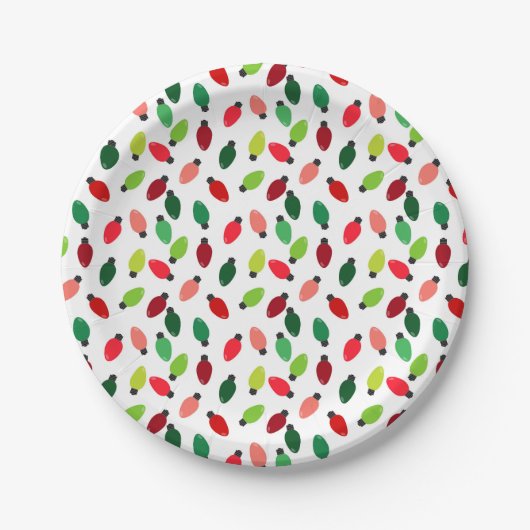 Christmas Tree Lights Party Paper Plates ペーパープレート (正面)