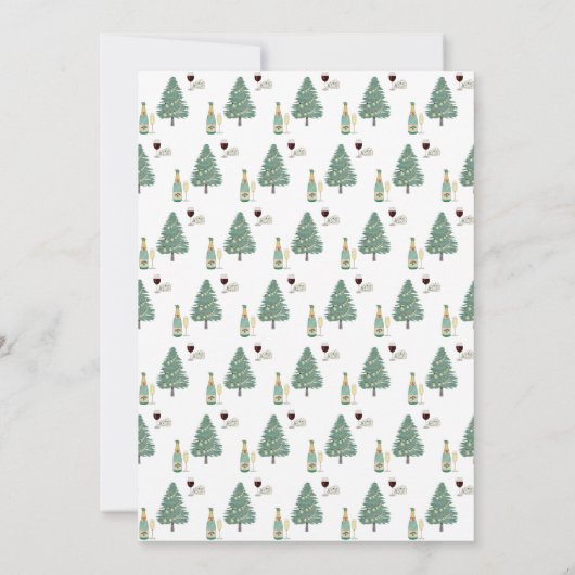 Christmas Tree Lights Wine Cheese Custom Photo シーズンカード (裏面)