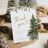 Christmas Tree Lights Winter Pine Wedding サンキューカード