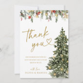 Christmas Tree Lights Winter Pine Wedding サンキューカード (正面)