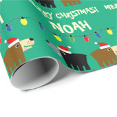 Christmas tree lights with Santa bear cartoon ラッピングペーパー (ロールコーナー)