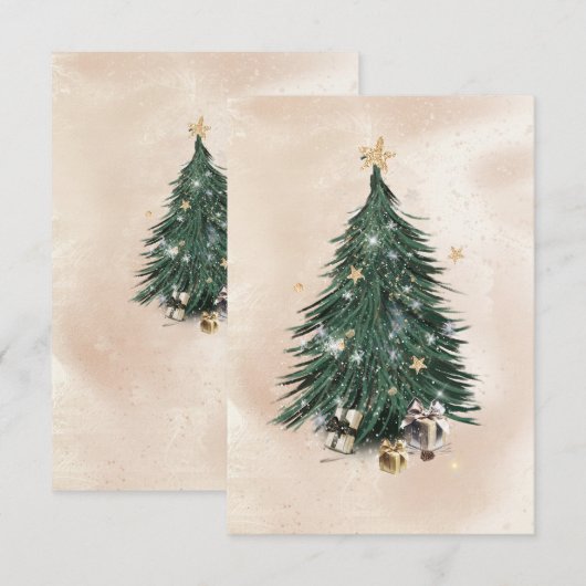 Christmas Tree Luxury Greeting Card サンキューカード (正面/裏面)