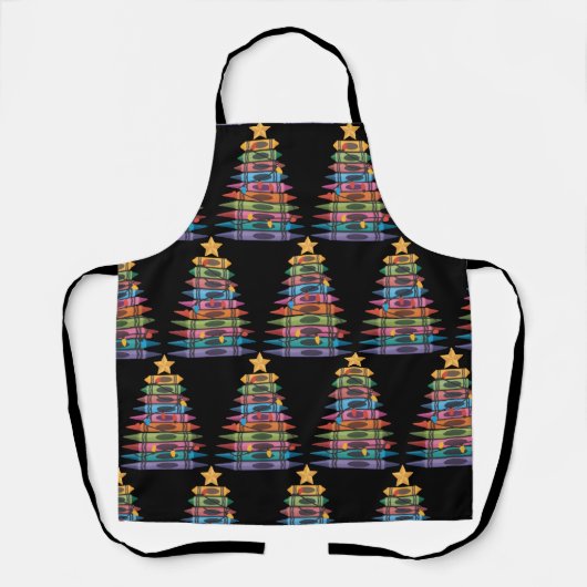 Christmas Tree Made of Crayons School Teacher Life エプロン (正面)